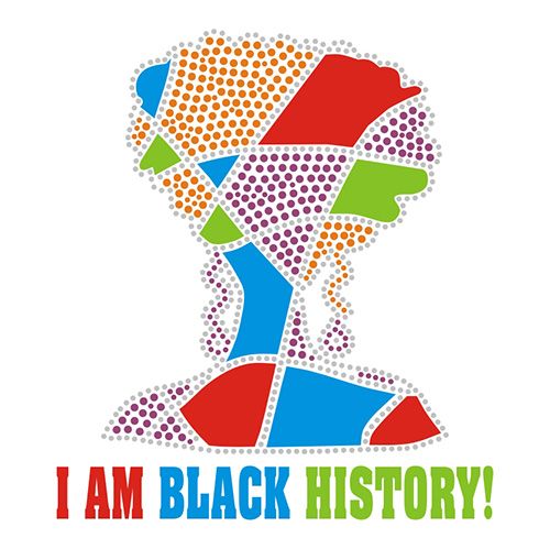 I Am Black History Beautiful Afro Girl Glitter Rhinestone Iron On